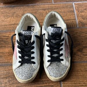 Golden Goose Silver and Pink Glitter Sneakers